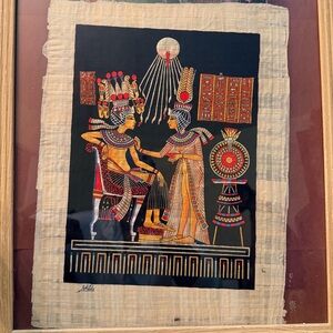 Egyptian Papyrus Wall Art with Black and Gold Accents